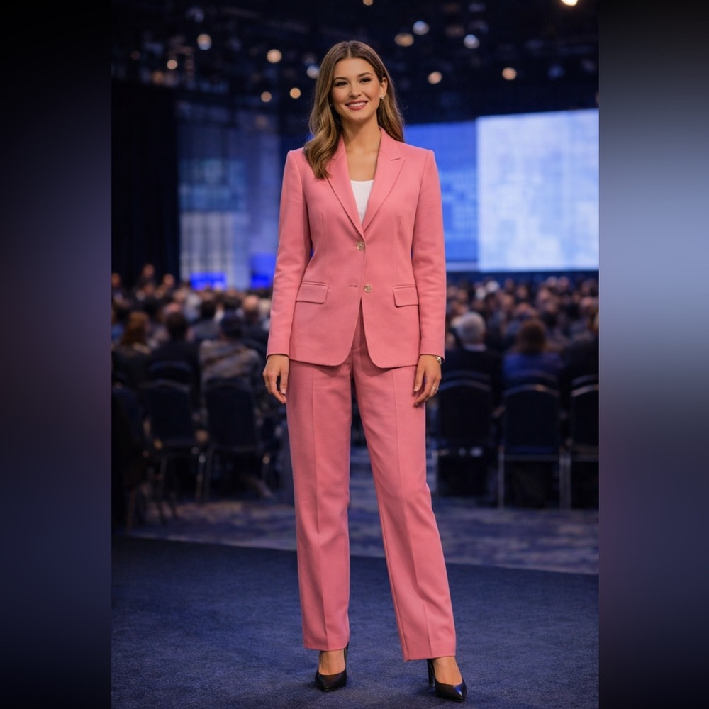 White House Black Market Pink Blazer & Pants Suit Set